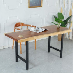 FURINNO Solid Wood Study Table(Free Standing, Finish Color - Natural Teak Finish, DIY(Do-It-Yourself))