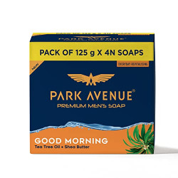 Park Avenue Premium Mens Soaps for Bath  Good Morning | 125g (Pack of 4) | Enriched with Tea Tr...