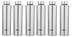 VRIND Stainless Steel Water Bottle | Gym Bottle | Fridge Bottle 1 Litre (1000 ML) (Pack of 6)