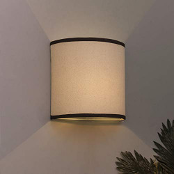 Homesake Wall Mounted Sconce Shade Lamp, Door Light E27, Beige Fabric, with Dark Brown Stripes, Taper Square, Modern Wall Light