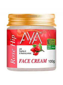 AYA Rosehip Face Cream, 100 g For Skin Brightening, Nourishment, Skin glowing, Soothes & Exfoliates Skin | No Paraben, No Silicone, No Sulphate