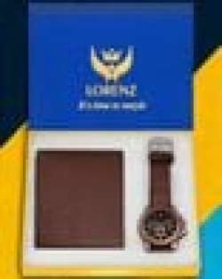 Men CM-1054WL-BRN Water-Resistant Analogue Watch & Wallet Set