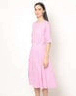 Checked Round-Neck Fit & Flare Dress