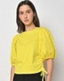 Round-Neck Top with Puff Sleeves