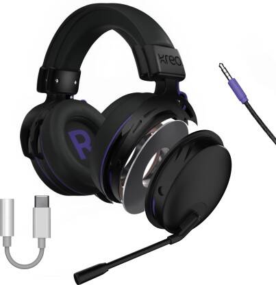 Kreo Beluga v2 3.5mm and USB C Wired Gaming Headphone with Mic for Mobile, PC, PS Wired Gaming(Black, On the Ear)