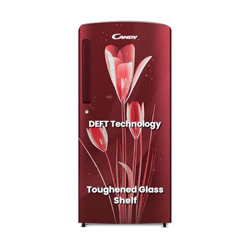 CANDY 185 L 2 Star Direct Cool Single Door Refrigerator with Floral design, Stabilizer Free Operation & Glossy Finish (Red Lily, CSD1962RL)